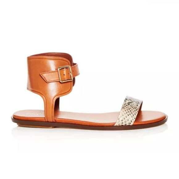 Cole Haan Barra Snale Embossed snake Embossed Leather Sandles - Picture 2 of 12